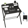 Small Folding Desk With Shelf, No Assembly Compact Computer Table, For Narrow Spaces, Portable Study Workspace For Bedroom And Office