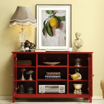 Red Sideboard with 4 Glass Doors & Adjustable Shelves | Viva