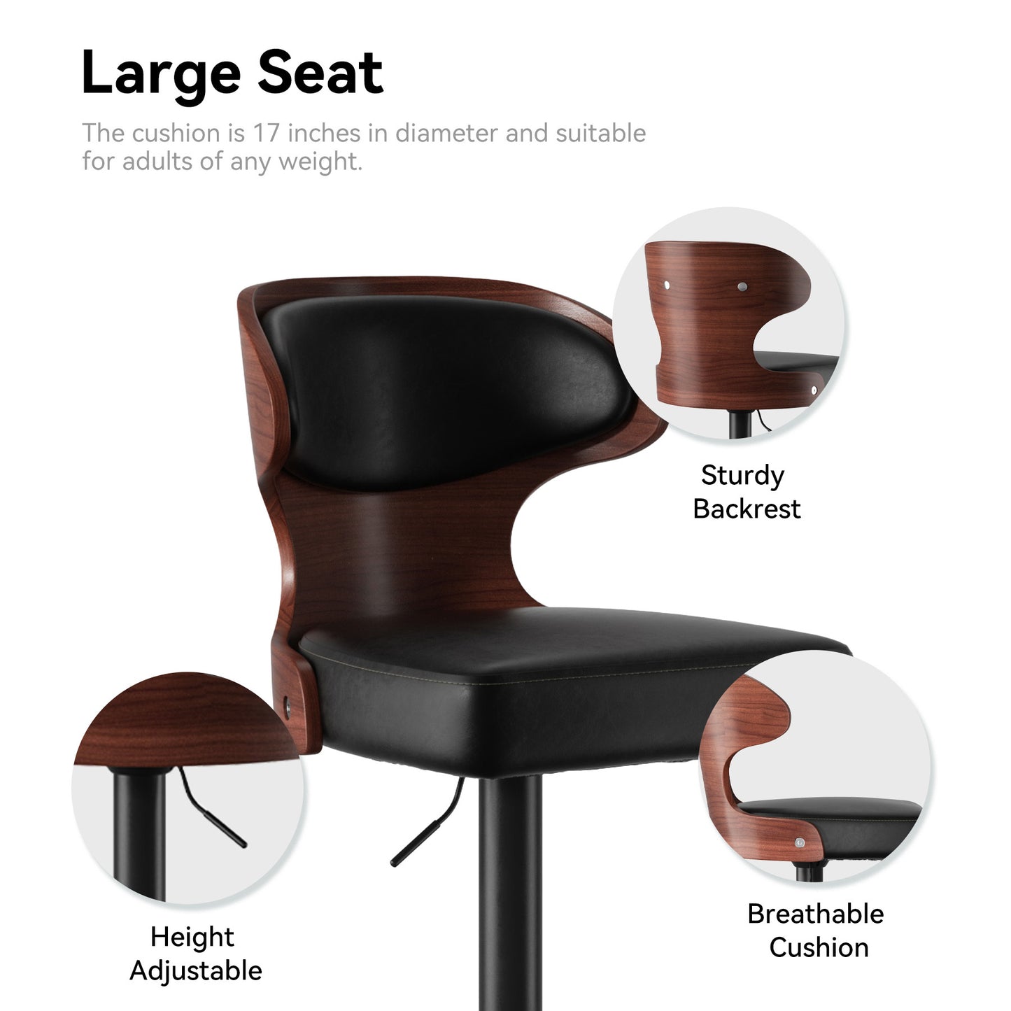 Viva Apollo Adjustable Swivel Bar Stools (Set of 2)