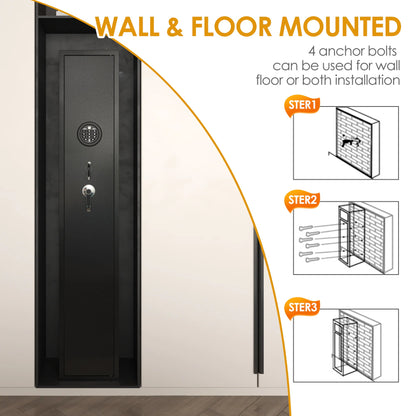 Biometric Rifle & Pistol Gun Safe | Quick Access, LED Light & Alarm System | Secure Firearm Storage Cabinet