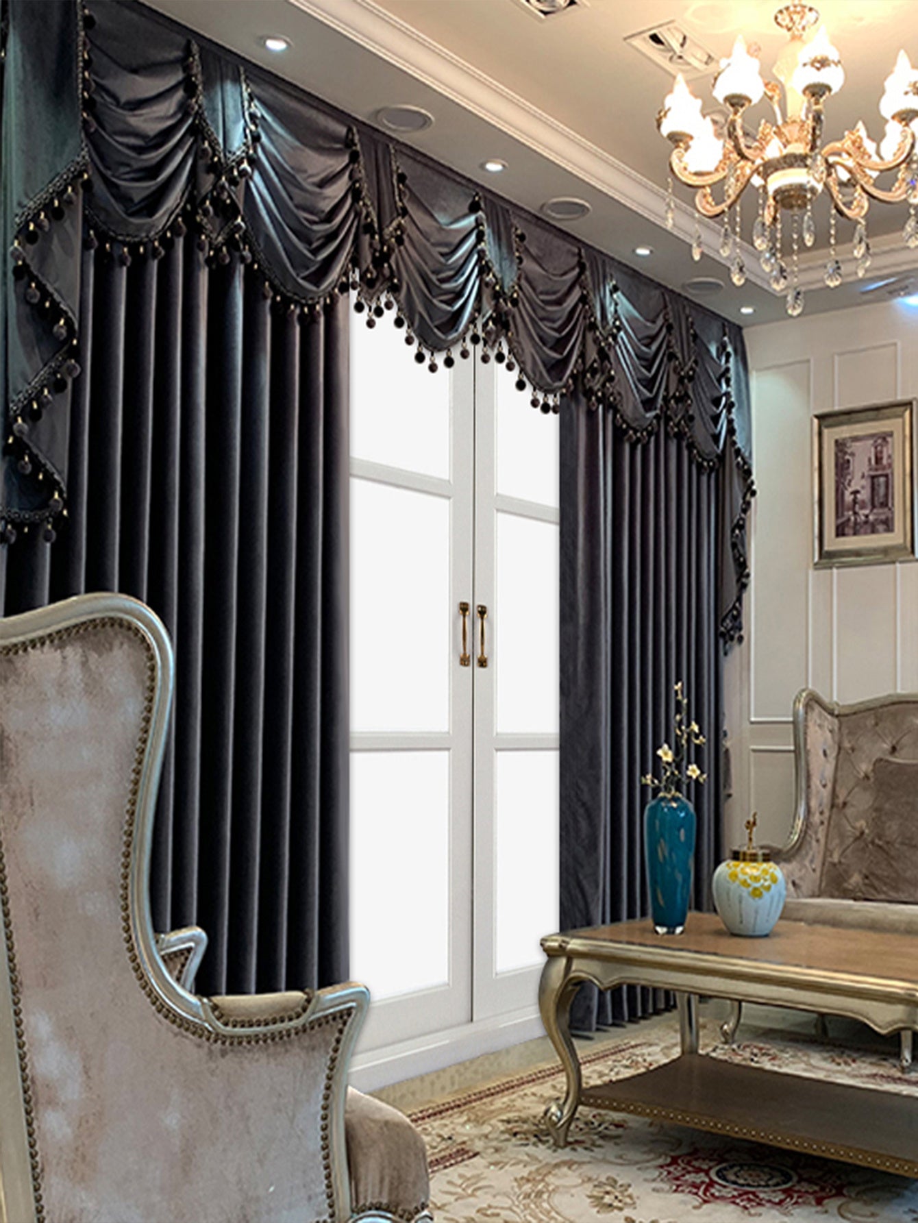 Viva Noir Collection: Viva Noir Étoile Luxuriously Thick Black Velvet Curtains