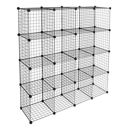🗄️ Viva Essentials – 16-Grid Iron Mesh Material Storage Rack