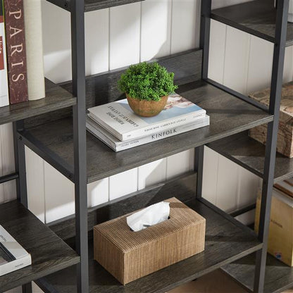 Modern Dark Grey Open Bookshelves | Stylish & Spacious Storage Solution
