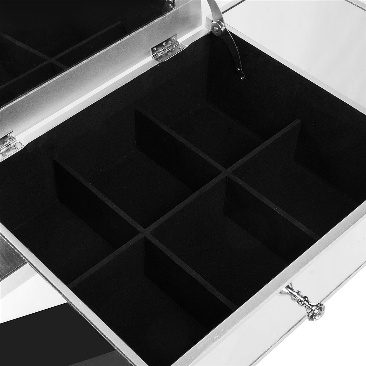 FCH Silver Computer Desk with Clamshell Mirror – Stylish & Functional Workstation