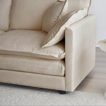 Beige Chenille 3-Seater Sofa with Pillows | Viva Kensington