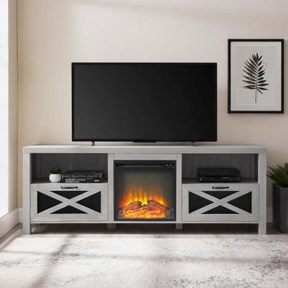 Viva Atelier Industrial Farmhouse Metal Mesh TV & Fireplace Stand