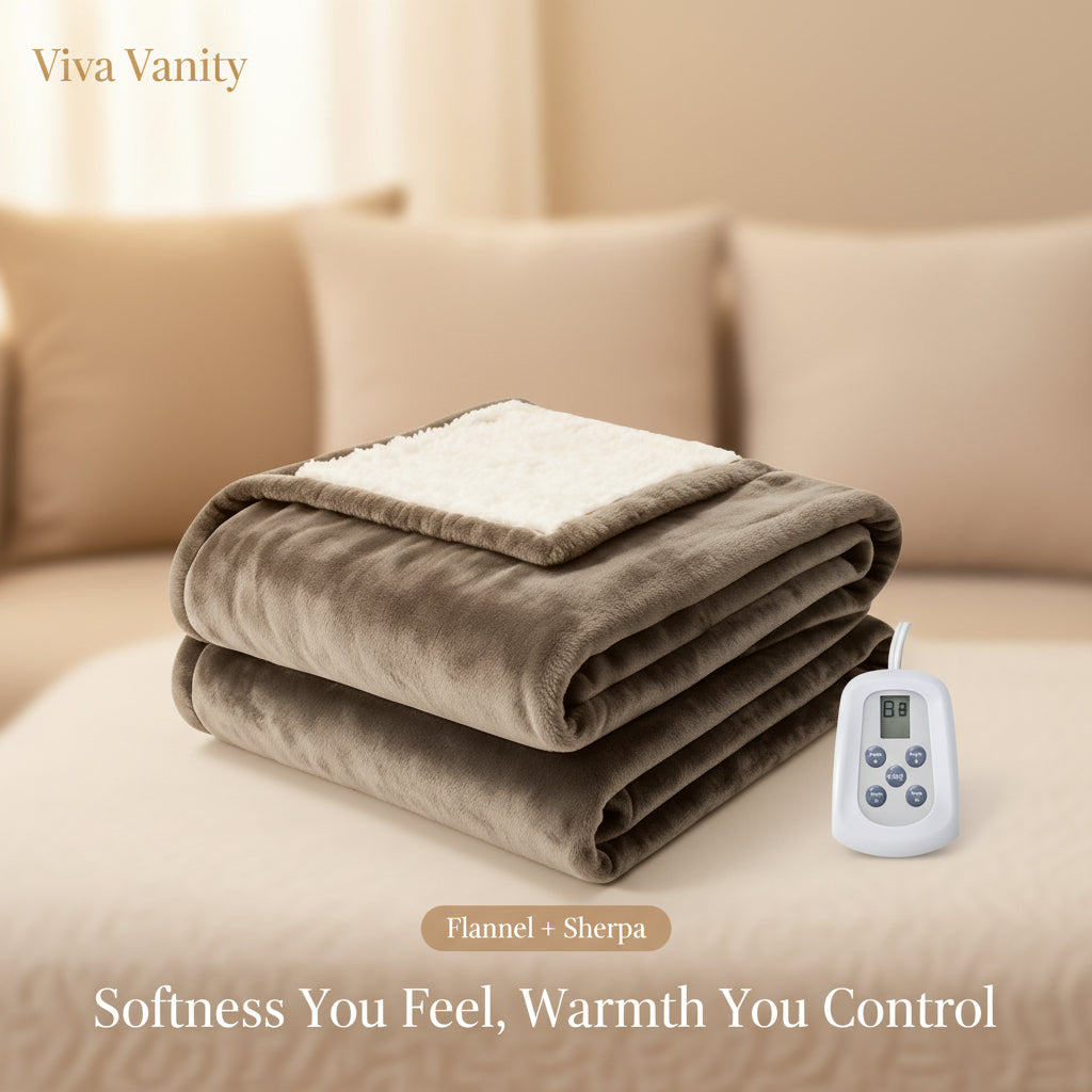 Electric Heated Blanket with 10 Heat Settings, Flannel & Sherpa | Viva Elite