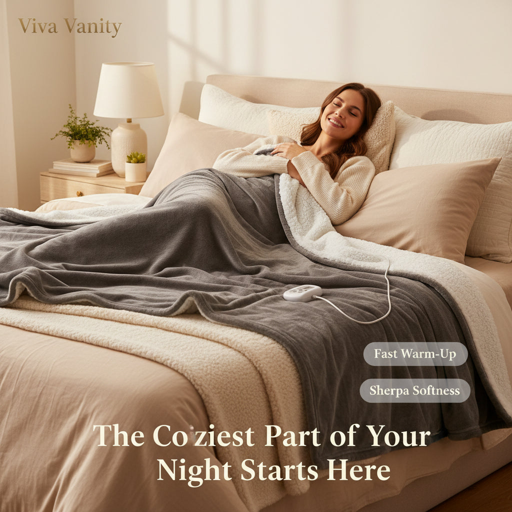 Electric Heated Blanket with 10 Heat Settings, Flannel & Sherpa | Viva Elite