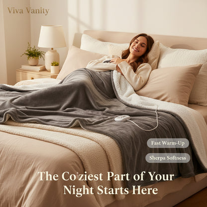 Electric Heated Blanket with 10 Heat Settings, Flannel & Sherpa | Viva Elite