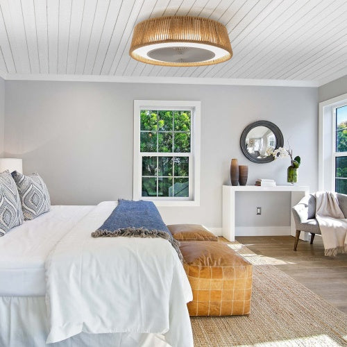 Bohemian Style LED Dimmable Ceiling Light with Built-in Fan & Remote Control