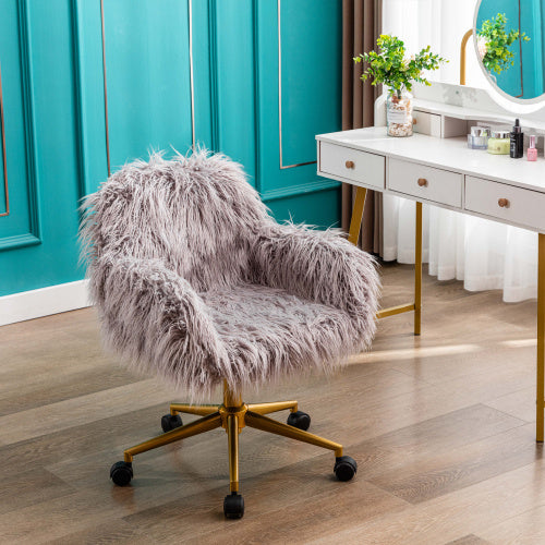 Viva Cozy Workspace Collection: Modern Faux Fur Home Office & Makeup Chair