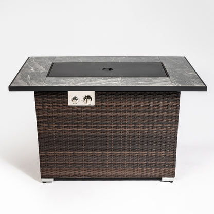 outdoor fire pit table with warm gathering space
