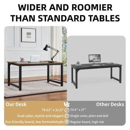 Black Brown 79.5-Inch Computer Desk | Viva Meridian