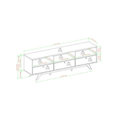 Modern Scandi 3-Door Low Profile TV Stand For TVs Up To 80 Inches Black