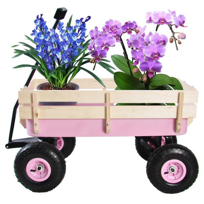Heavy-Duty All-Terrain Wooden Wagon Cart – Perfect for Gardens, Yards & Outdoor Adventures