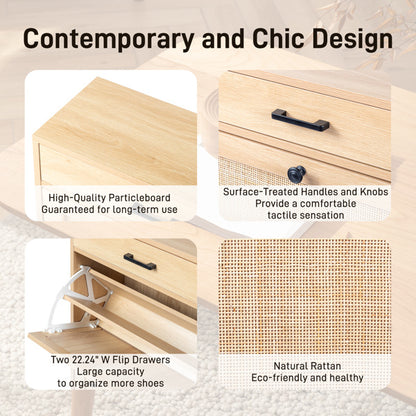 Viva Essentials – Rattan Shoe Cabinet with Drawstring & Dual Compartments