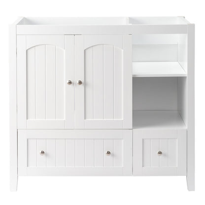 White MDF Painted Double Door Double Drawer With Masking Strip Basin Cabinet 91x46x82cm