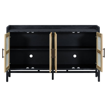 Black & Natural 60-Inch Rattan-Door Sideboard | Viva