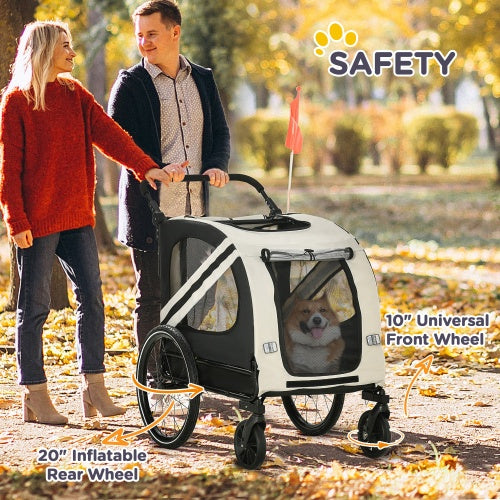 Viva Luxe Alba White Pet Trailer & Stroller