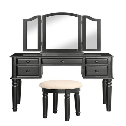 Viva Elite 5-Drawer Vanity Set with Mirror & Stool Collection - The Future of Complete Beauty