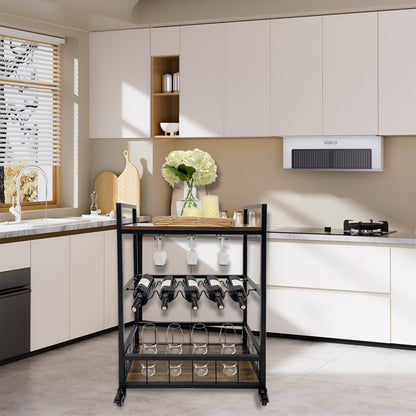 Black 3-Tier Bar Trolley on Wheels | Viva Montclaire
