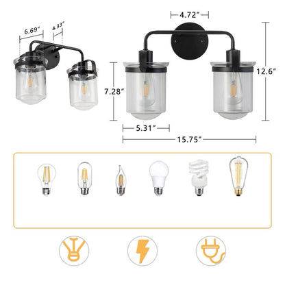 Viva Lúmina™ 2-Light Clear Glass Shade Modern Sconce – Illuminate with Sophisticated Simplicity