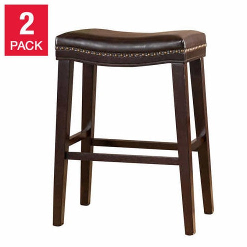 Viva Ludlow Contemporary PU Leather Saddle Counter Stool