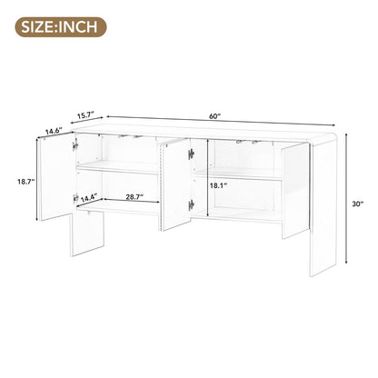 TREXM Minimalist 60L Sideboard With 4 Doors & Rebound Device For Living Room