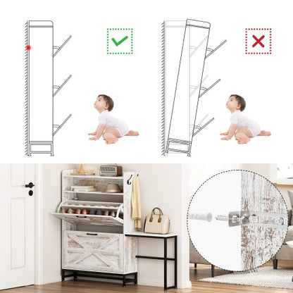 Large Capacity Shoe Cabinet – Elegant White Storage for Entryway & Balcony