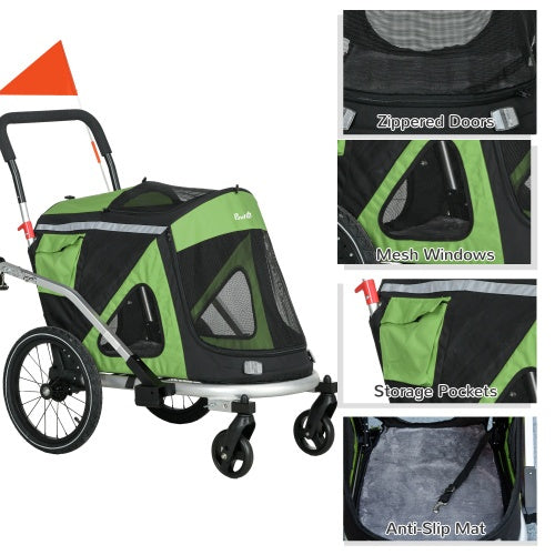 Viva Luxe Rover Green Pet Trailer & Stroller