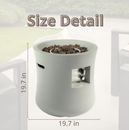 Outdoor Propane Fire Pit Table - Modern 20-Inch Round Graphite Base with Waterproof Cover & Free Lava Rocks