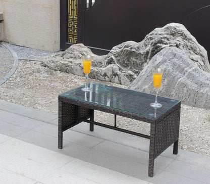 Outdoor Patio Coffee Table with Clear Tempered Glass - Elegant & Durable Design