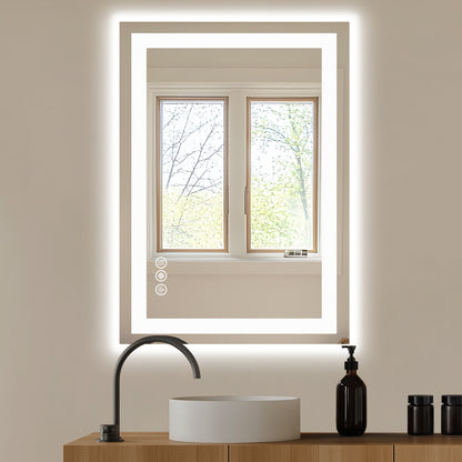 Anti-Fog LED Bathroom Mirror with Dual Light Source & Three Lighting Modes – Smart, Elegant, & Practical