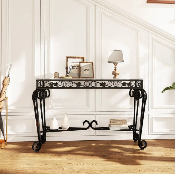 Modern Tempered Glass Metal Frame Table – Elegant & Durable Design