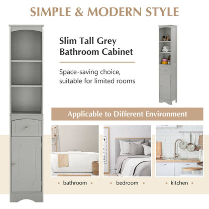 Tall Bathroom Storage Cabinet with Adjustable Shelves & Drawer – Maximize Your Space with Elegance