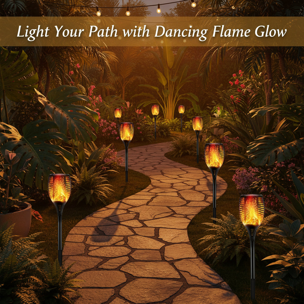 Viva Elite Solar Flame Torch Light - Dancing Fire Garden Pathway Illumination