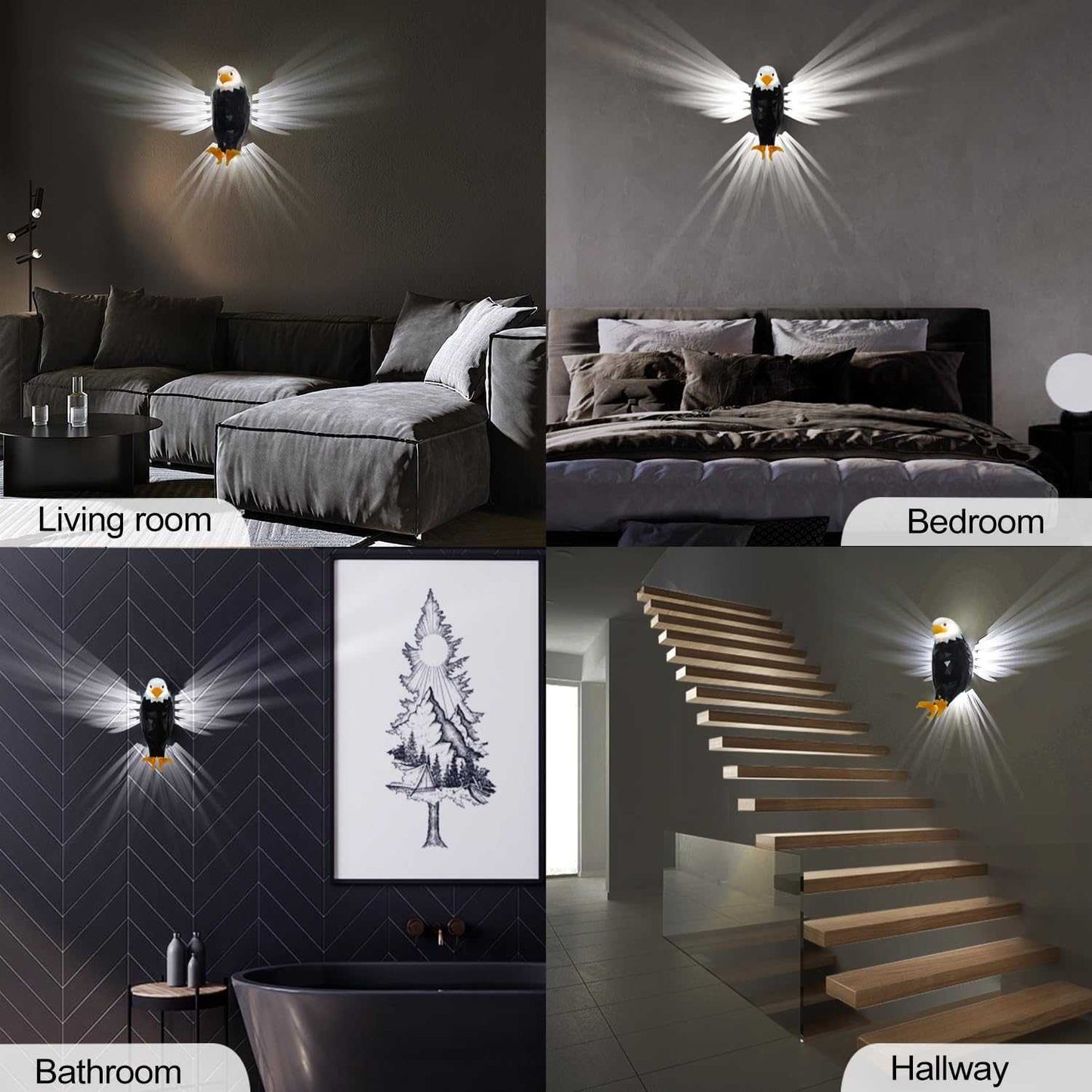 Bald Eagle Wall Light – American Eagle Night Light with Remote Control