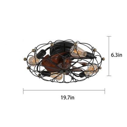 Low Profile Cage Ceiling Fan with Light & Remote Control – Modern Industrial Design for Smart Living Spaces