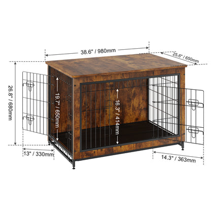 38.6-Inch Dog Crate Furniture with Removable Tray | Viva