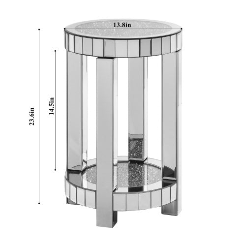 Crystal Inlaid Mirror Round Table – Elegance & Luxury for Your Space