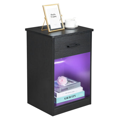 Viva Nocturne Elite Smart Bedside Table – Premium Black Drawer with Socket & LED Light