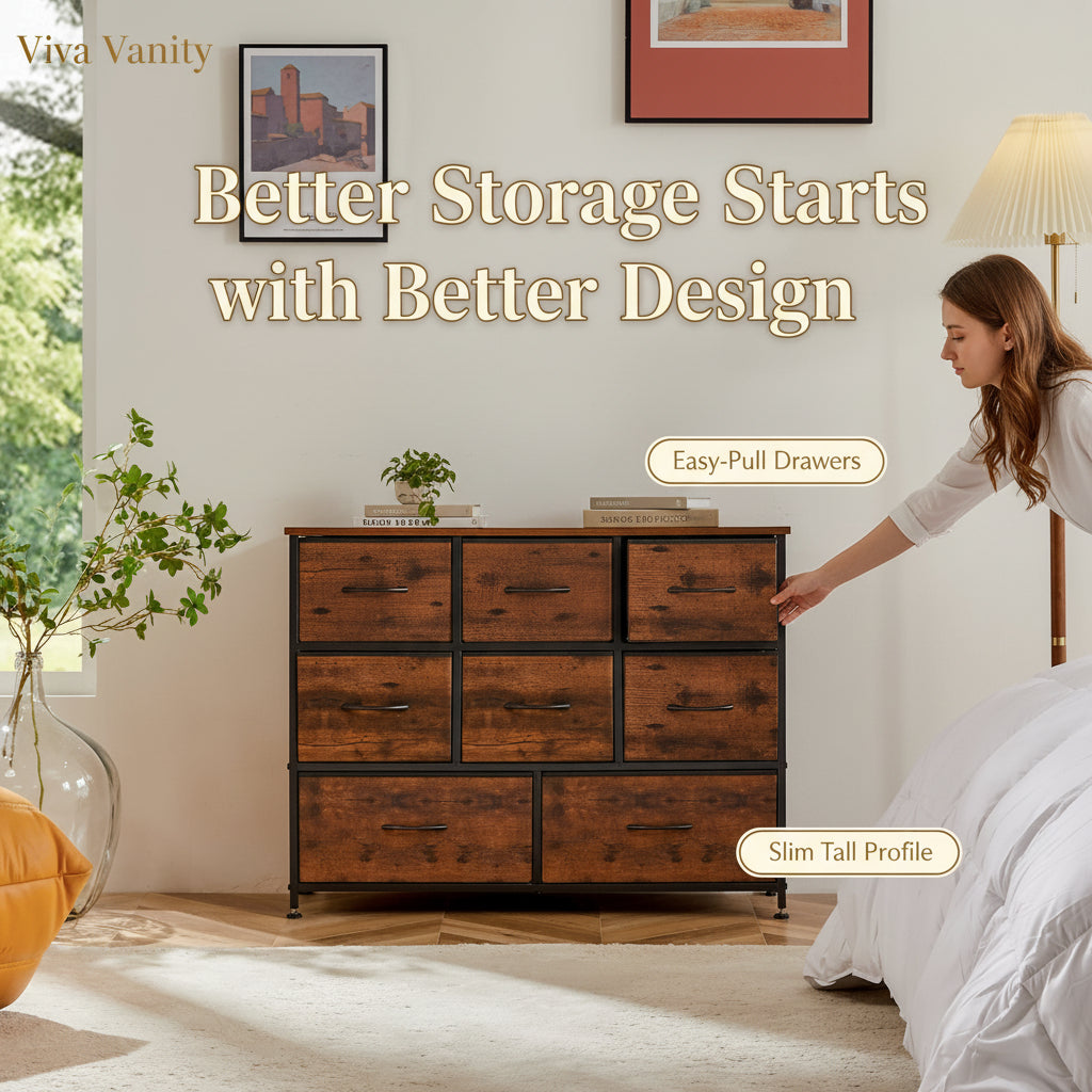Wooden dresser with a television displaying a sunset scene, in a room with a lamp and plant.
