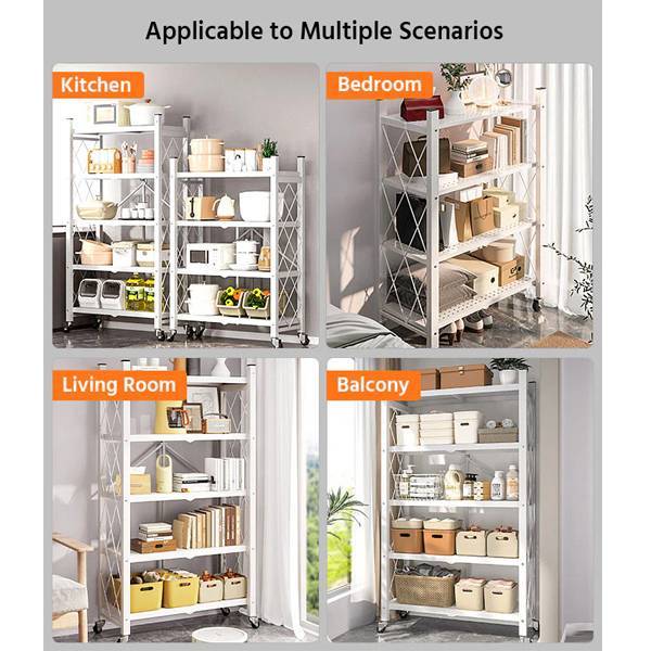 Viva Essentials Collection: 5-Tier Foldable Metal Organizer Shelves