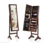 Independent Jewelry Wardrobe, 47.3-inch Full-length Jewelry Organizer Standing Mirror, Velvet Lining