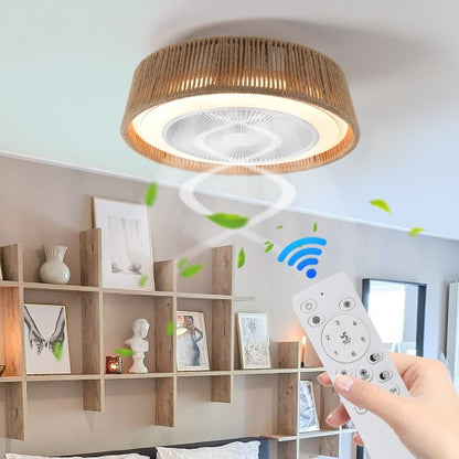 Bohemian Style LED Dimmable Ceiling Light with Built-in Fan & Remote Control