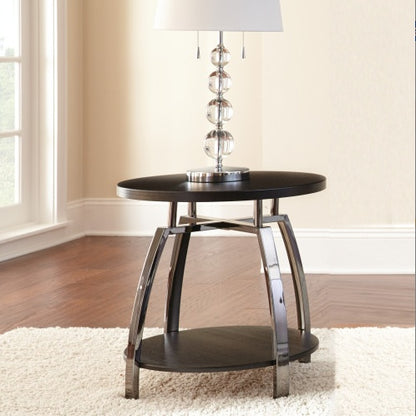 Crofton Round Cocktail Table with Casters, Black | Viva