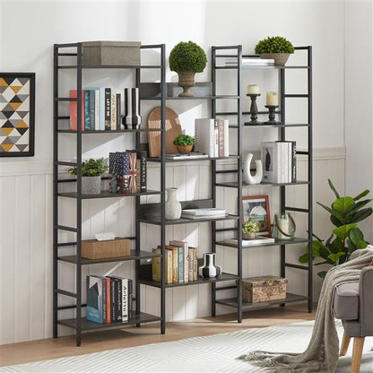 Modern Dark Grey Open Bookshelves | Stylish & Spacious Storage Solution