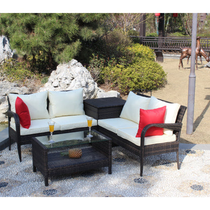 Brown 4-Piece Patio Sectional with Storage | Viva