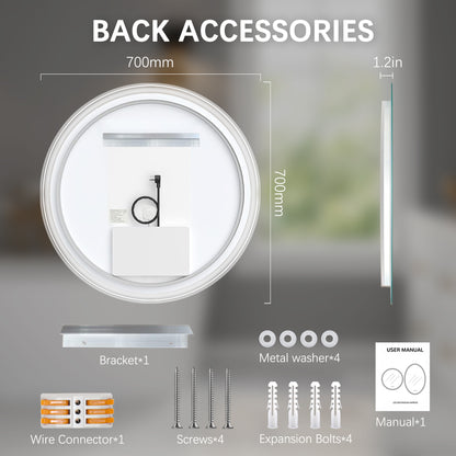 Viva Elite 28-Inch Round LED Bathroom Mirror - Anti-Fog Touch Control