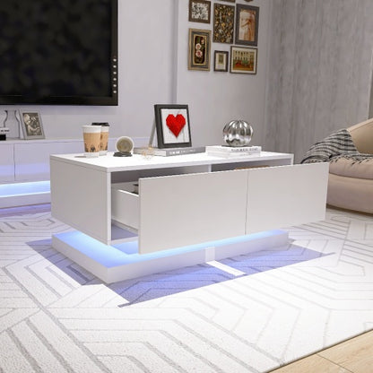 High-Gloss LED Coffee Table with Storage & Bluetooth Control – Elevate Your Living Space